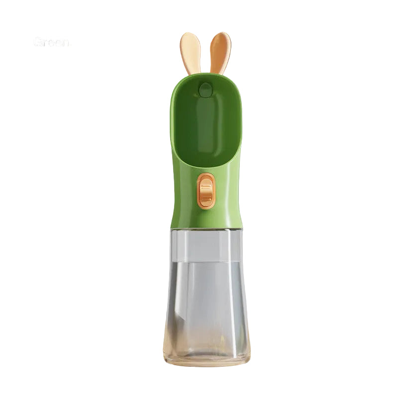 Bouteille d'eau portable pour animaux, idéale pour voyages et promenades.