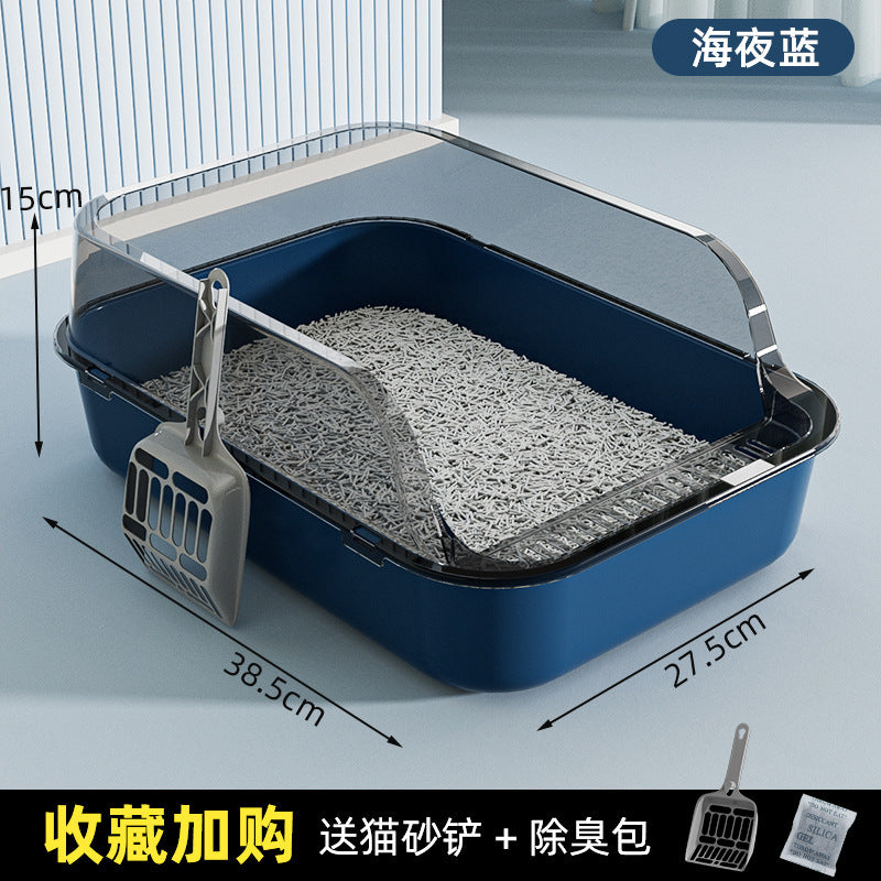 Litière extra-large semi-fermée pour chats, anti-odeur