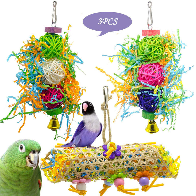 Set de 3 Jouets Colorés pour Oiseaux - Papapattes