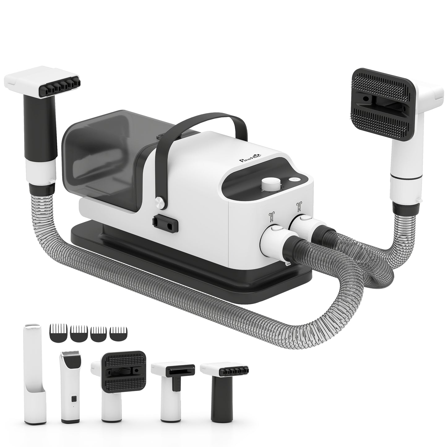 Aspirateur poil de chien et séchoir 5-en-1 kit toilettage chien professionnel 12kPa 50dB 37,6x17,5x18,5cm blanc