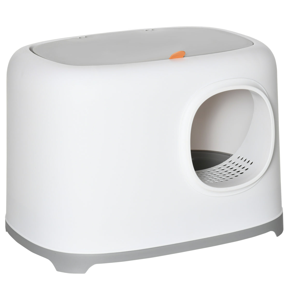 Bac à litière pour chat maison de toilette fermée avec couvercle et pelle, Plastique (PP), 55L x 40l x 39H cm, blanc-0