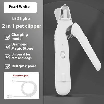 Coupe-ongles 2 en 1 avec LED pour chiens et chats, sûr et pratique.