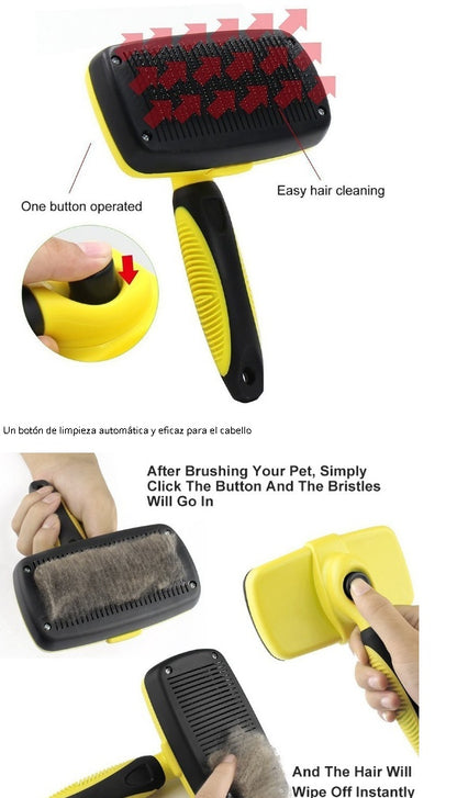 Peigne automatique rétractable pour toilettage chiens et chats.