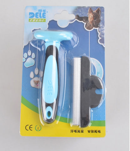 Peigne de retrait des poils pour chiens et chats, doux et efficace.