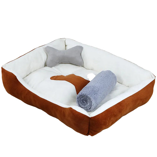 Niche douillette pour chien, offrant confort et sécurité à l'animal.