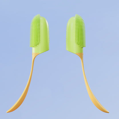 Brosse à dents en silicone pour chiens et chats, parfaite pour le brossage doux.