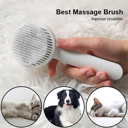 Brosse auto-nettoyante pour chats et chiens, pratique et efficace