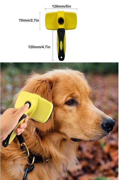Peigne automatique rétractable pour toilettage chiens et chats.