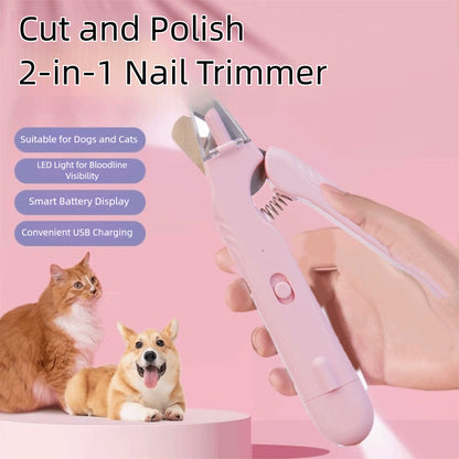 Coupe-ongles 2 en 1 avec LED pour chiens et chats, sûr et pratique.