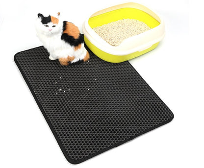 Tapis confortable pour litière de chat, pratique et élégant.