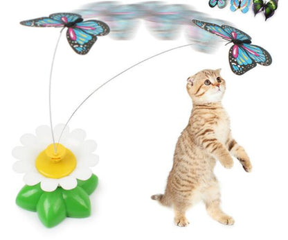 Fleur électrique rotative qui divertit et stimule les animaux.