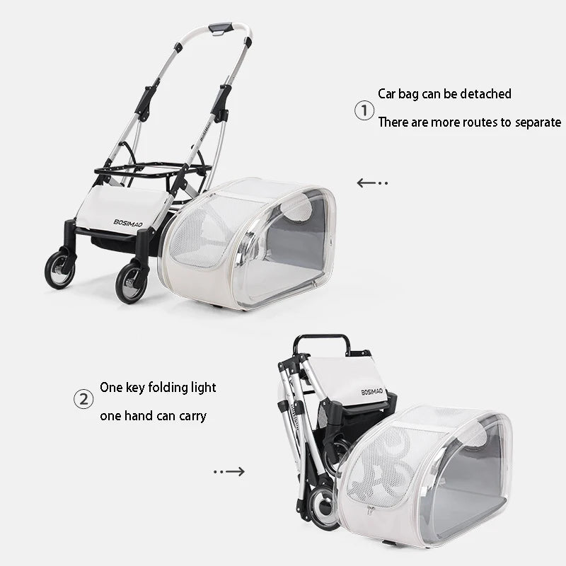 Chariot Pliable pour Chiens et Chats - Confort et Style