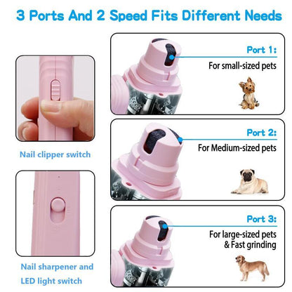 Coupe-ongles 2 en 1 avec LED pour chiens et chats, sûr et pratique.