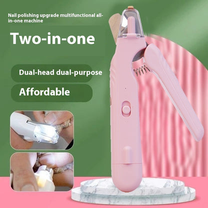 Coupe-ongles 2 en 1 avec LED pour chiens et chats, sûr et pratique.