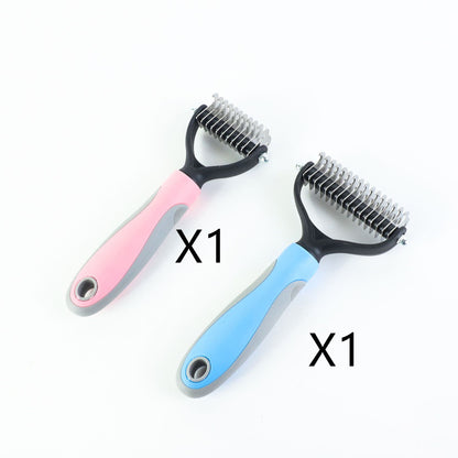 Brosse double face en acier inoxydable pour toiletter chiens et chats.