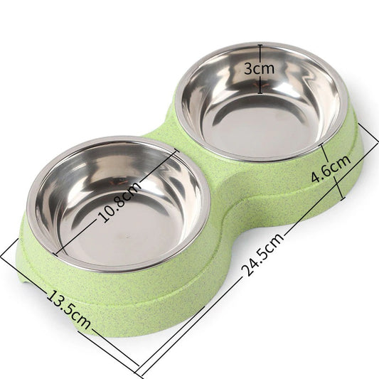 Gamelle double en acier inoxydable pour chiens et chats, pratique.