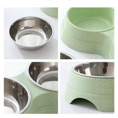 Gamelle double en acier inoxydable pour chiens et chats, pratique.