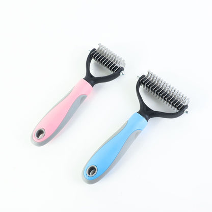 Brosse double face en acier inoxydable pour toiletter chiens et chats.