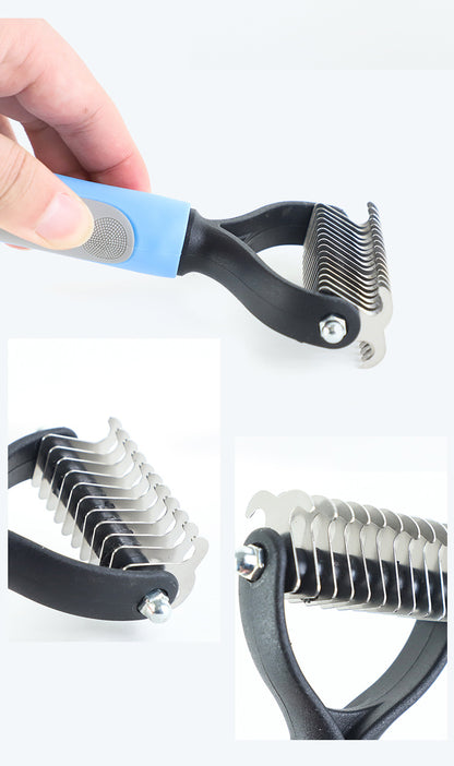 Brosse double face en acier inoxydable pour toiletter chiens et chats.