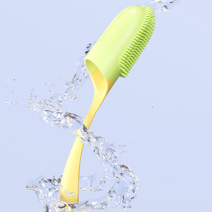 Brosse à dents en silicone pour chiens et chats, parfaite pour le brossage doux.
