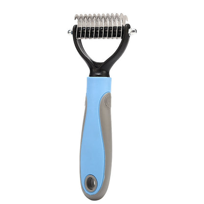 Brosse double face en acier inoxydable pour toiletter chiens et chats.
