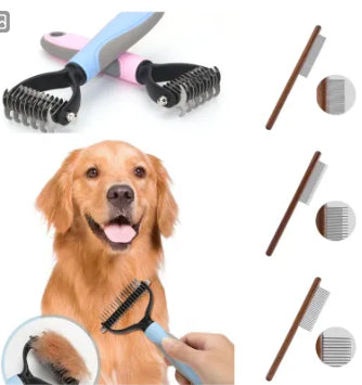 Brosse double face en acier inoxydable pour toiletter chiens et chats.