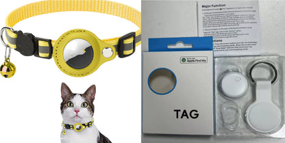 Collier réfléchissant étanche avec Airtag pour animaux en extérieur.