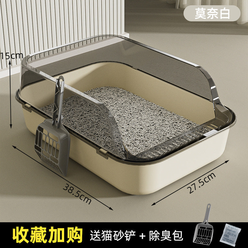 Litière extra-large semi-fermée pour chats, anti-odeur
