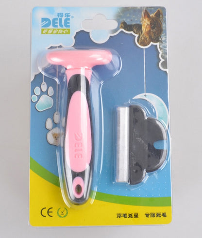 Peigne de retrait des poils pour chiens et chats, doux et efficace.