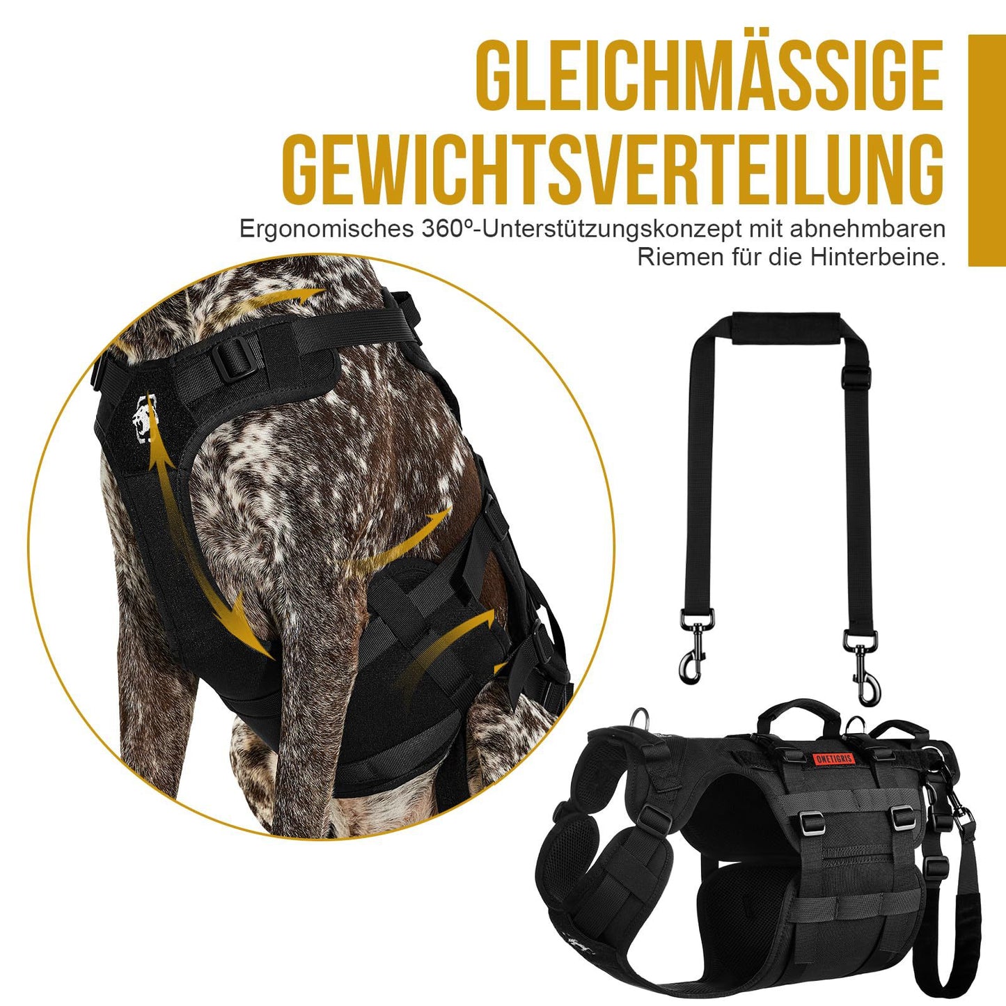 Gilet tactique pour chien avec harnais confortable