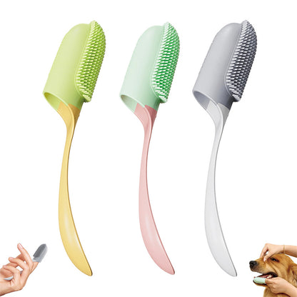 Brosse à dents en silicone pour chiens et chats, parfaite pour le brossage doux.