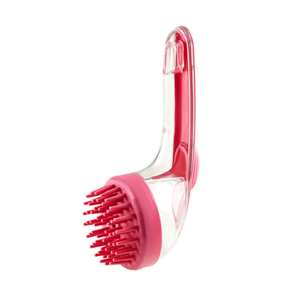 Brosse de bain ergonomique pour chiens et chats, douce et agréable au contact.