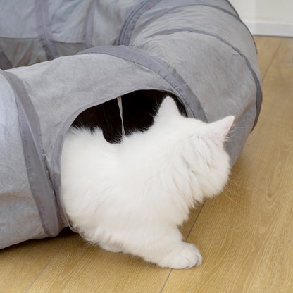Tunnel pour chat intérieur rond tunnel avec lit et coussin, pliable, avec trous pour balles et judas, Ø 90 x 27 cm gris-8