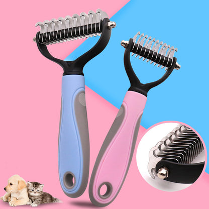 Brosse double face en acier inoxydable pour toiletter chiens et chats.