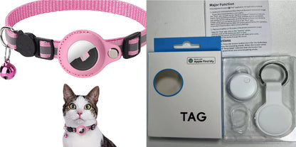 Collier réfléchissant étanche avec Airtag pour animaux en extérieur.