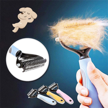 Brosse double face en acier inoxydable pour toiletter chiens et chats.