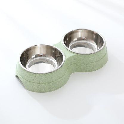 Gamelle double en acier inoxydable pour chiens et chats, pratique.