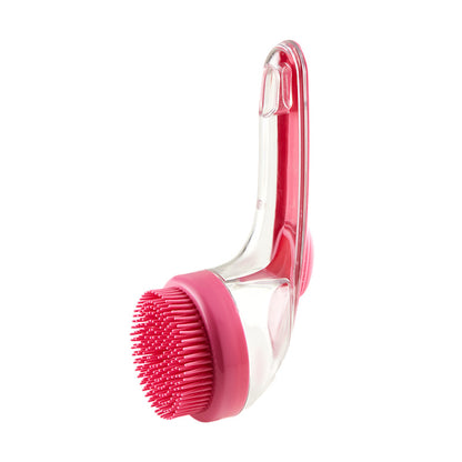 Brosse de bain ergonomique pour chiens et chats, douce et agréable au contact.