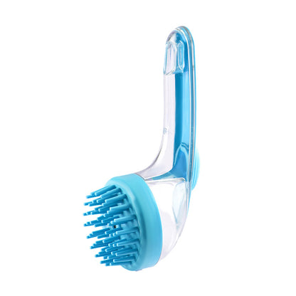 Brosse de bain ergonomique pour chiens et chats, douce et agréable au contact.