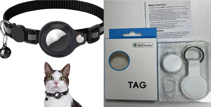 Collier réfléchissant étanche avec Airtag pour animaux en extérieur.