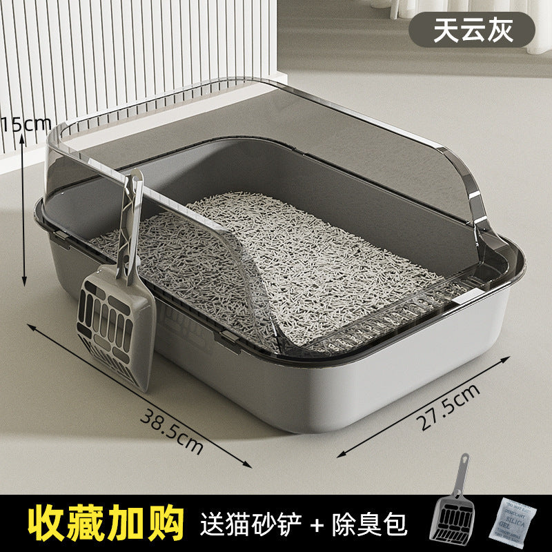 Litière extra-large semi-fermée pour chats, anti-odeur