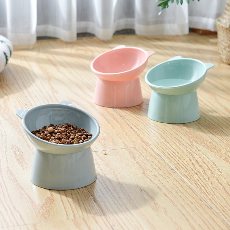 Gamelle surélevée pour chats avec protection inclinée
