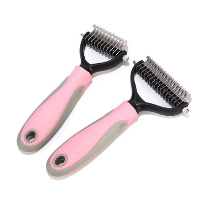 Brosse double face en acier inoxydable pour toiletter chiens et chats.