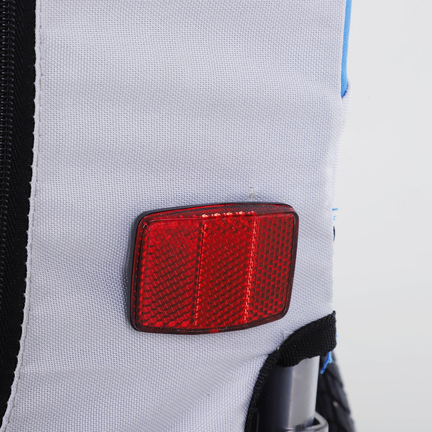 Remorque vélo pour chien animaux 8 réflecteurs drapeau barre attelage inclus 130 x 73 x 90 cm blanc et bleu-8