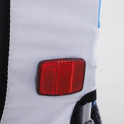 Remorque vélo pour chien animaux 8 réflecteurs drapeau barre attelage inclus 130 x 73 x 90 cm blanc et bleu-8