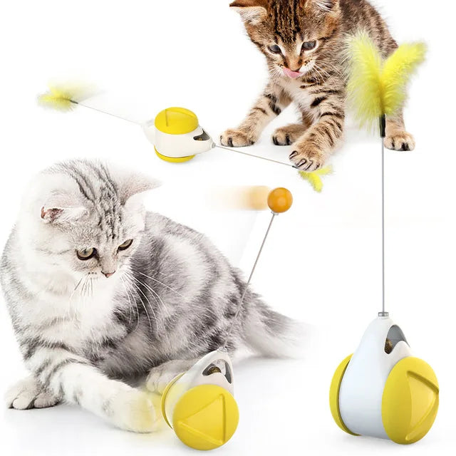 Jouet interactif pour chats - Balle à plumes automatique