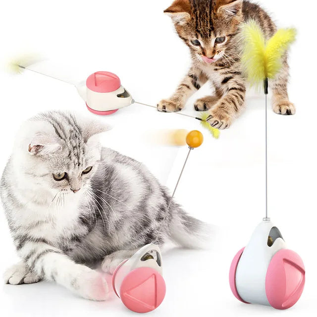 Jouet interactif pour chats - Balle à plumes automatique