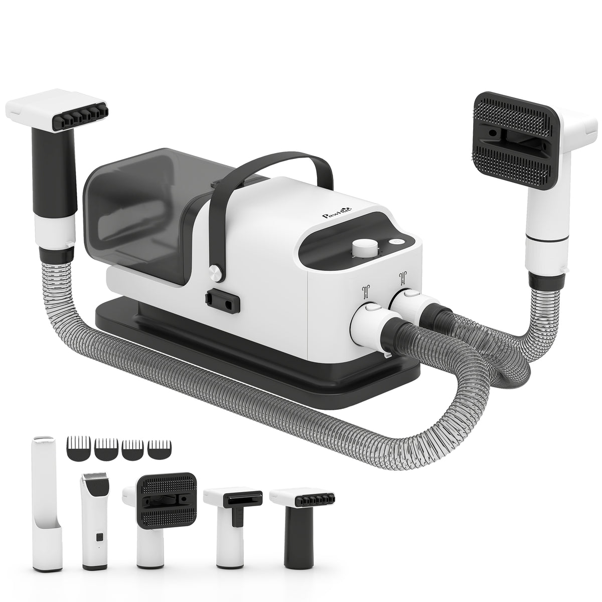 Aspirateur poil de chien et séchoir 5-en-1 kit toilettage chien professionnel 12kPa  50dB 37,6x17,5x18,5cm blanc