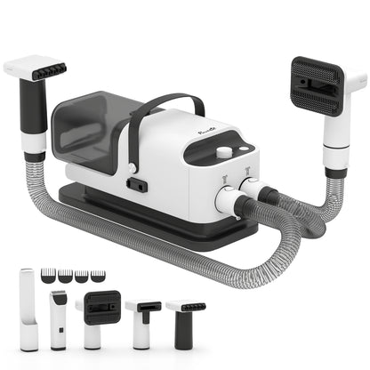 Aspirateur poil de chien et séchoir 5-en-1 kit toilettage chien professionnel 12kPa  50dB 37,6x17,5x18,5cm blanc