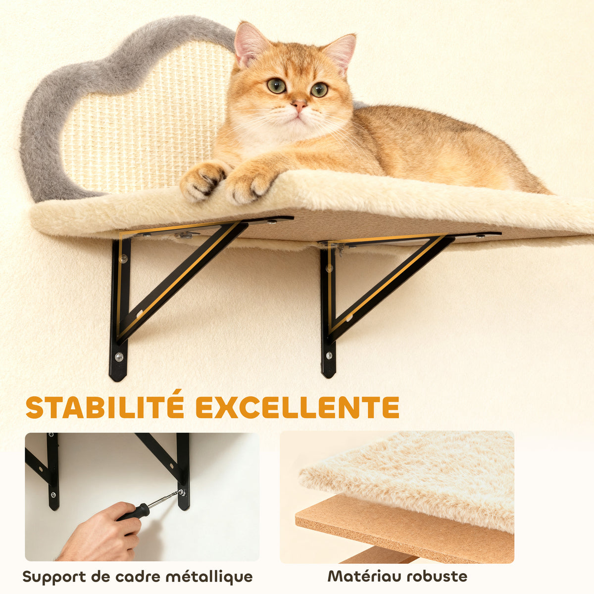 Étagères murales pour chat ensemble de meubles muraux 6 pièces hamac à bulles en acrylique niche hamac échelle beige-3
